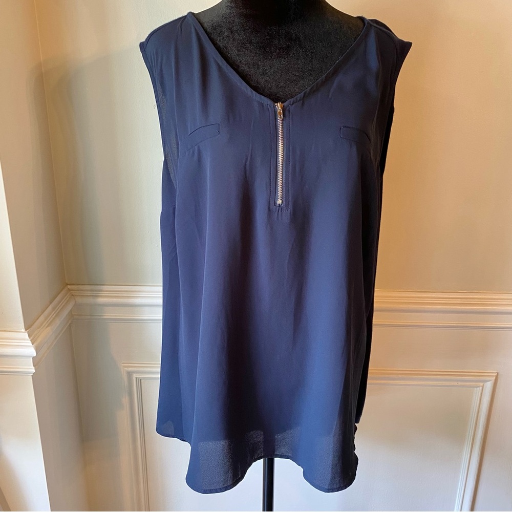 Papermoon 1/4 Zip Sleeveless Hi/Lo Top